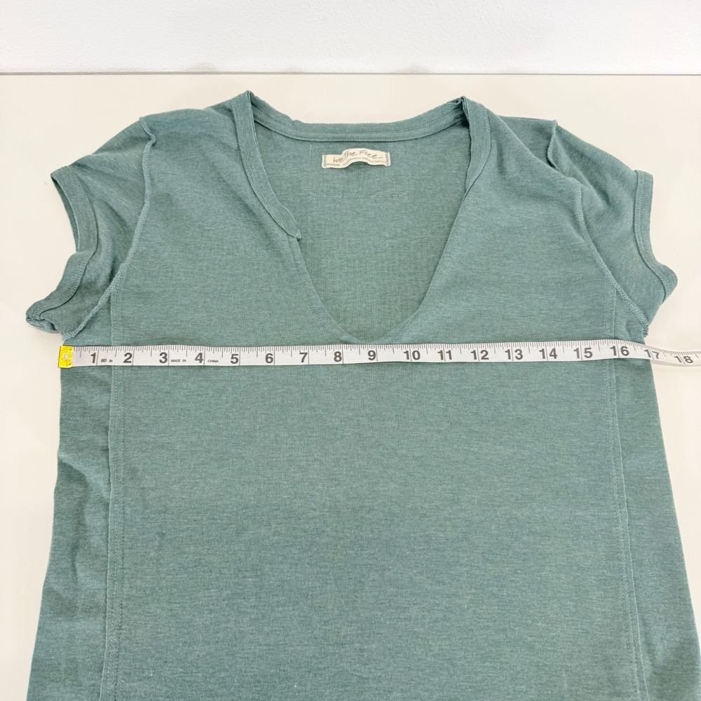 Free People We The Free Always Yours Split V-Neck Tee Green M Indie Clean Girl - Picture 3 of 7